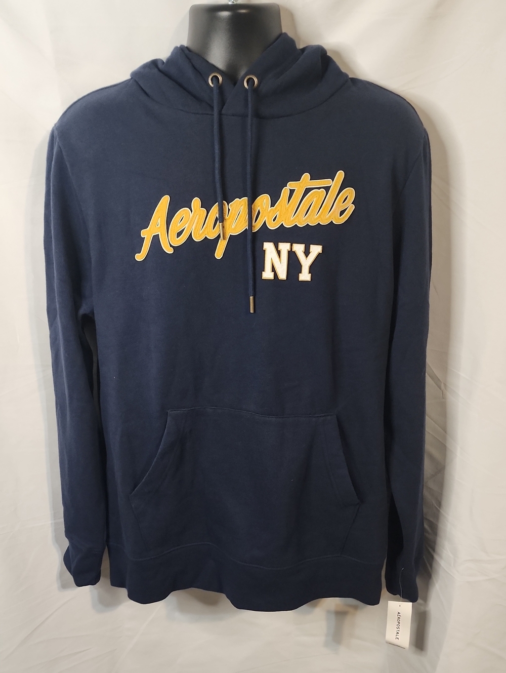 Aeropostale Navy Hoodie with Yellow And White Script Men's Large New With Tag